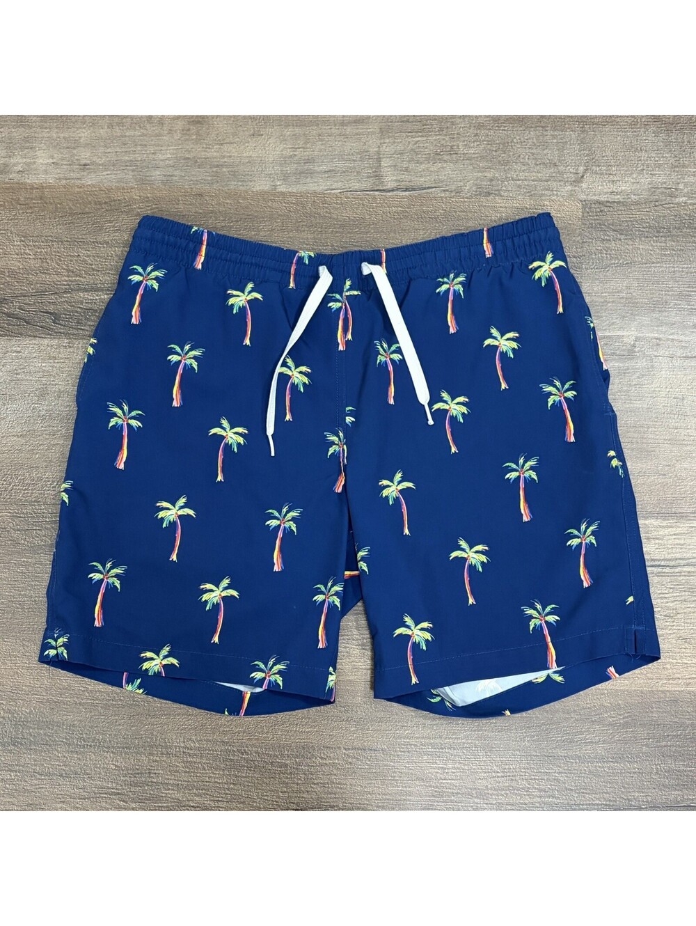 Chubbies Men's Small Blue Palm Tree Print Swim Trunks Board Shorts Beach Wear